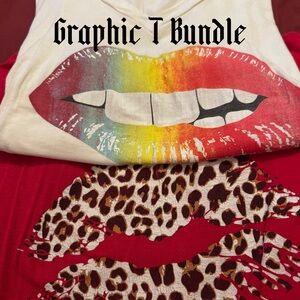 Graphic T-Shirt Bundle with Lips Design